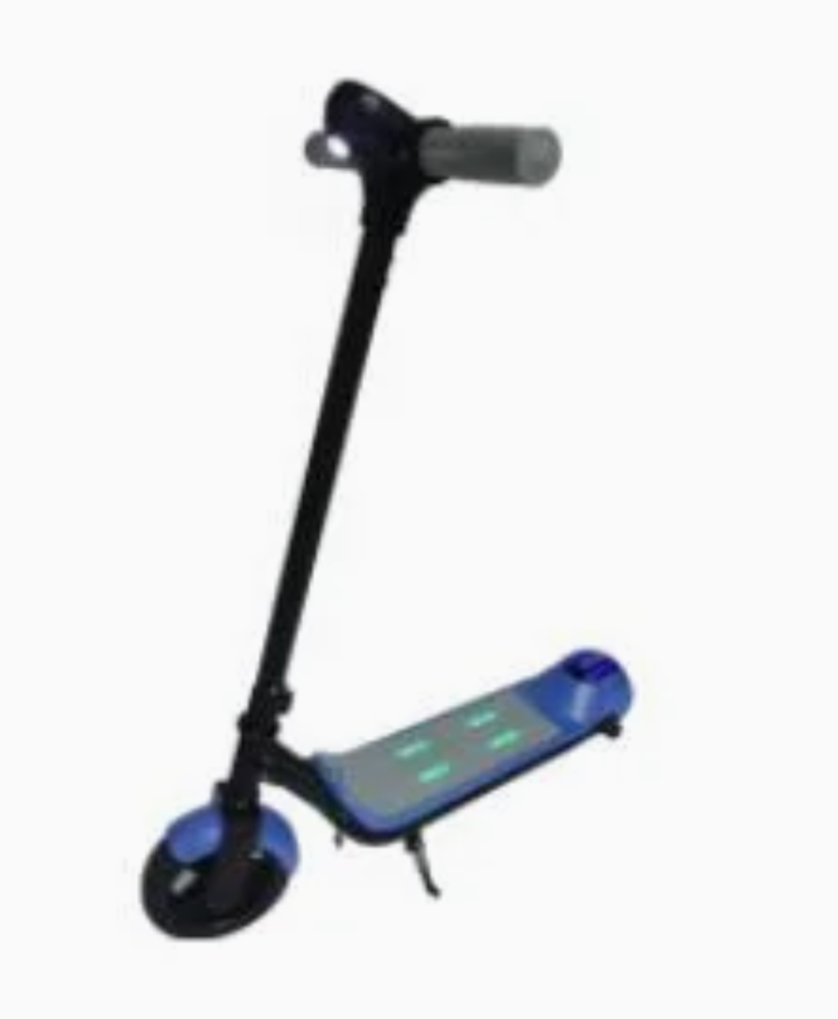 Eco-Cruise KDS-DC32 – 110W kids' scooter, 14 km/h speed, 12-14 km range, Bluetooth music, rear brake.