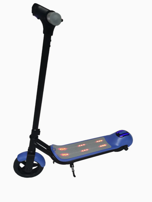 Eco-Cruise KDS-DC32 – 110W kids' scooter, 14 km/h speed, 12-14 km range, Bluetooth music, rear brake.