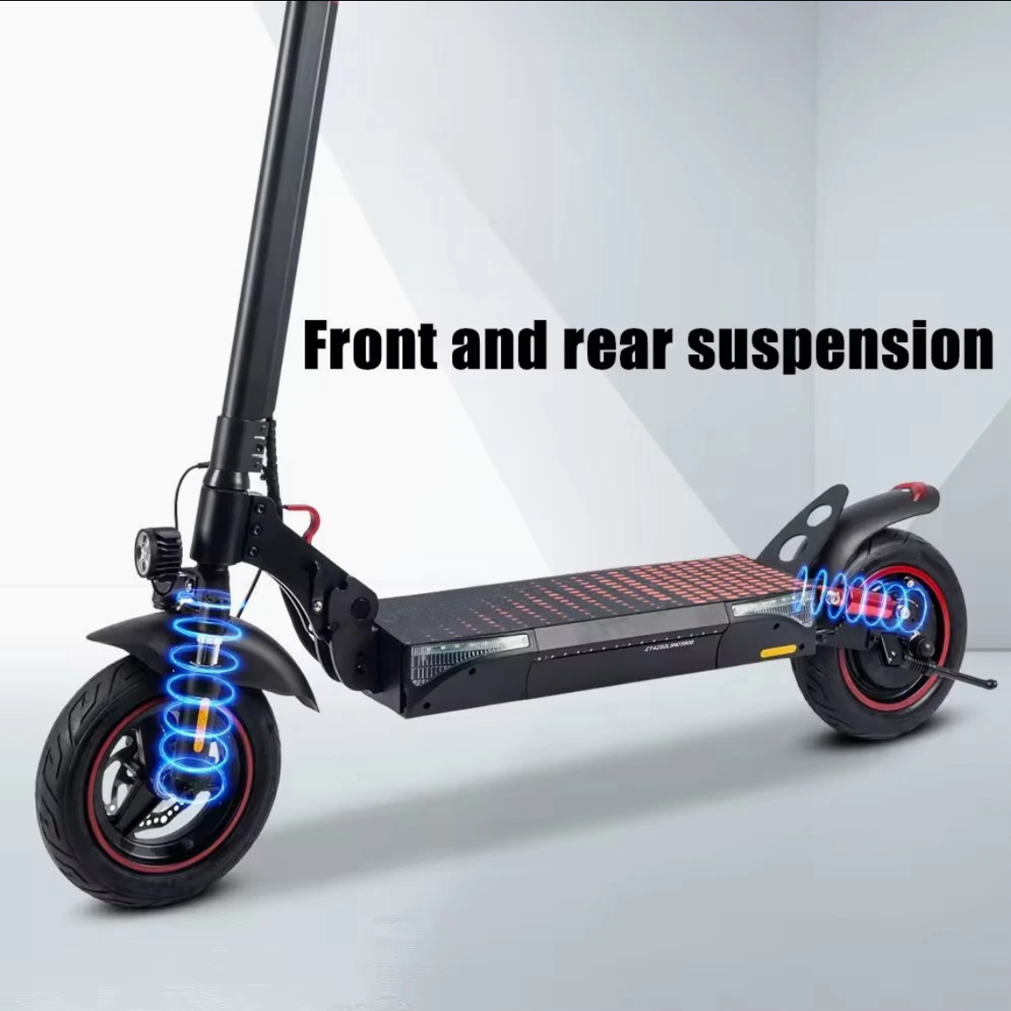 Eco-Cruise KDS-DC27 – 500W scooter, 40 km/h speed, 50-60 km range, foldable, dual disc brakes, stylish lights.