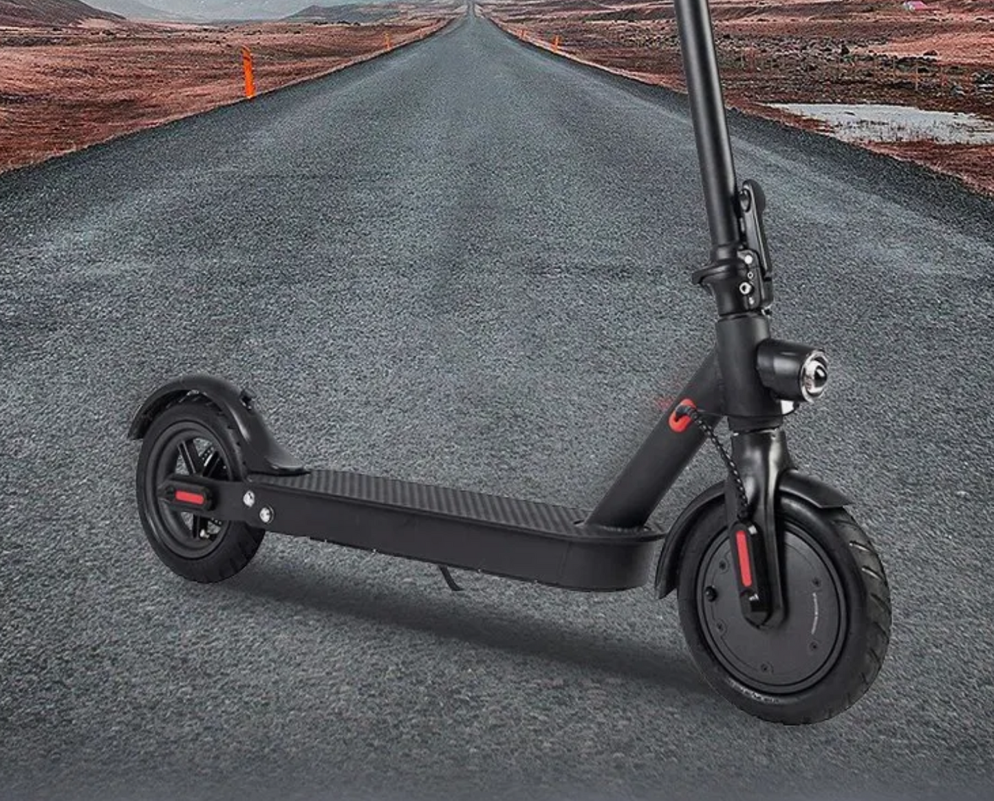 Eco-Cruise KDS-ES8-2 – 350W foldable scooter, 25 km/h, 25-35 km range, dual brakes, headlamp.