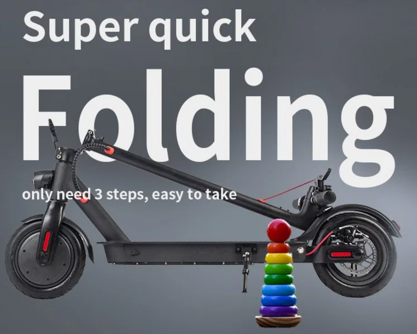 Eco-Cruise KDS-ES8-2 – 350W foldable scooter, 25 km/h, 25-35 km range, dual brakes, headlamp.